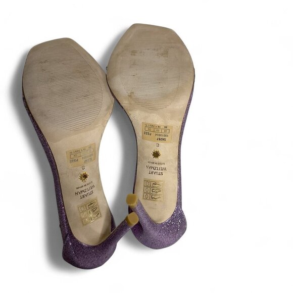 Stuart Weitzman Glitter Lilac High Heel PVC Sandal sz 8 NWOT - Picture 13 of 13